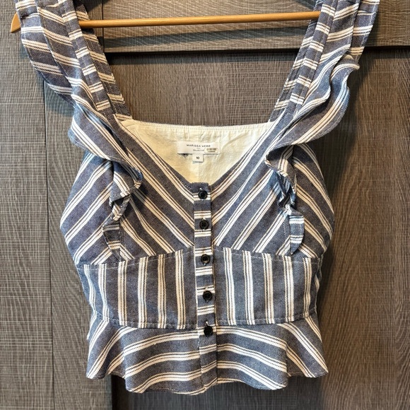 Marissa Webb Striped Ruffle Tank Top - Picture 1 of 7